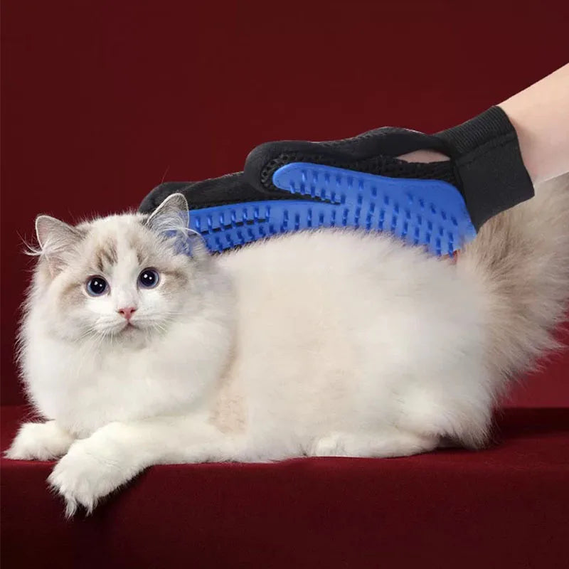pet grooming glove or pet hair massage brush