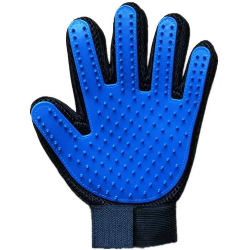 pet grooming glove or pet hair massage brush