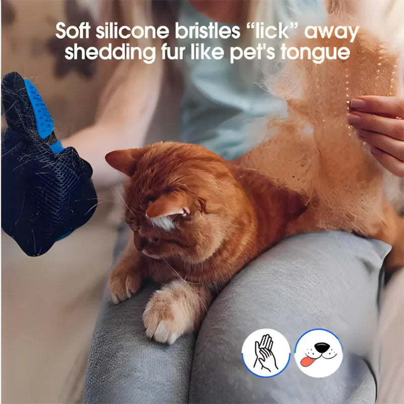 pet grooming glove or pet hair massage brush