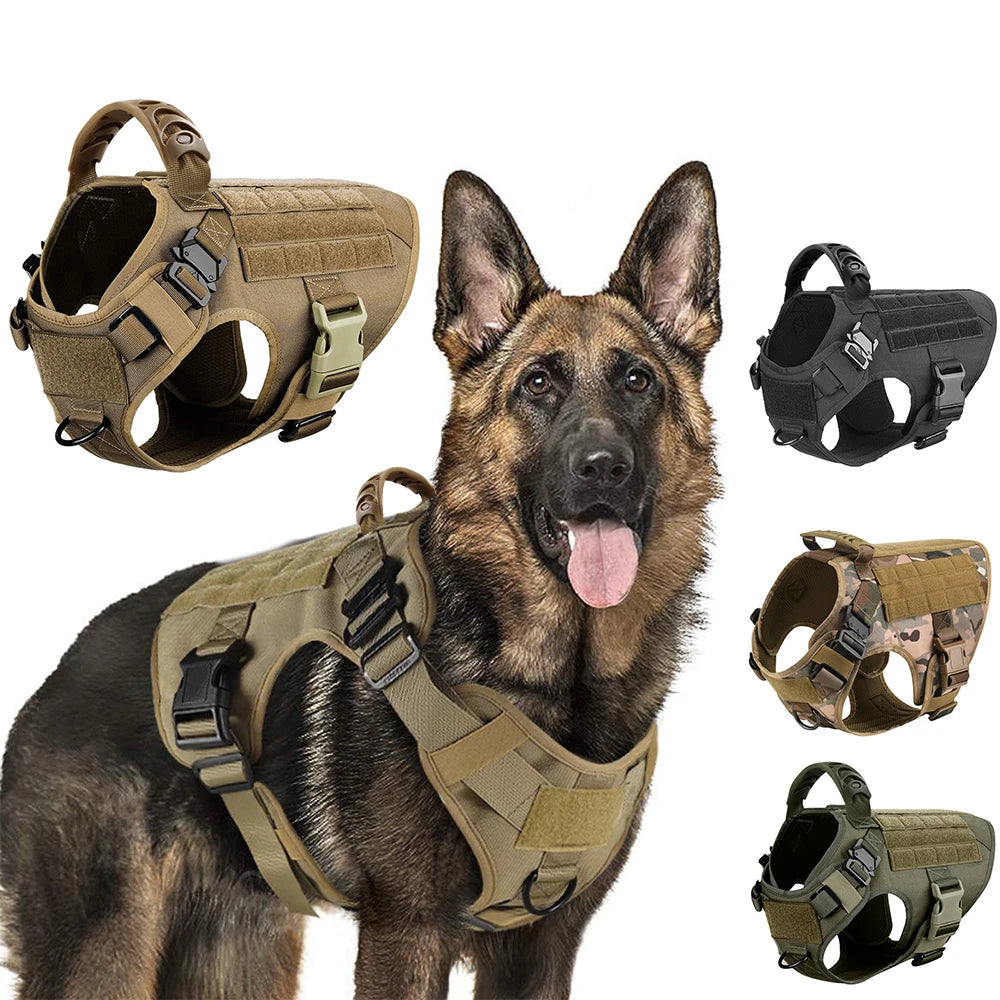 Military Training Vest for Large Dogs, German Shepherds, Malinois & French Bulldogs | Adjustable Pet Harness with Handle