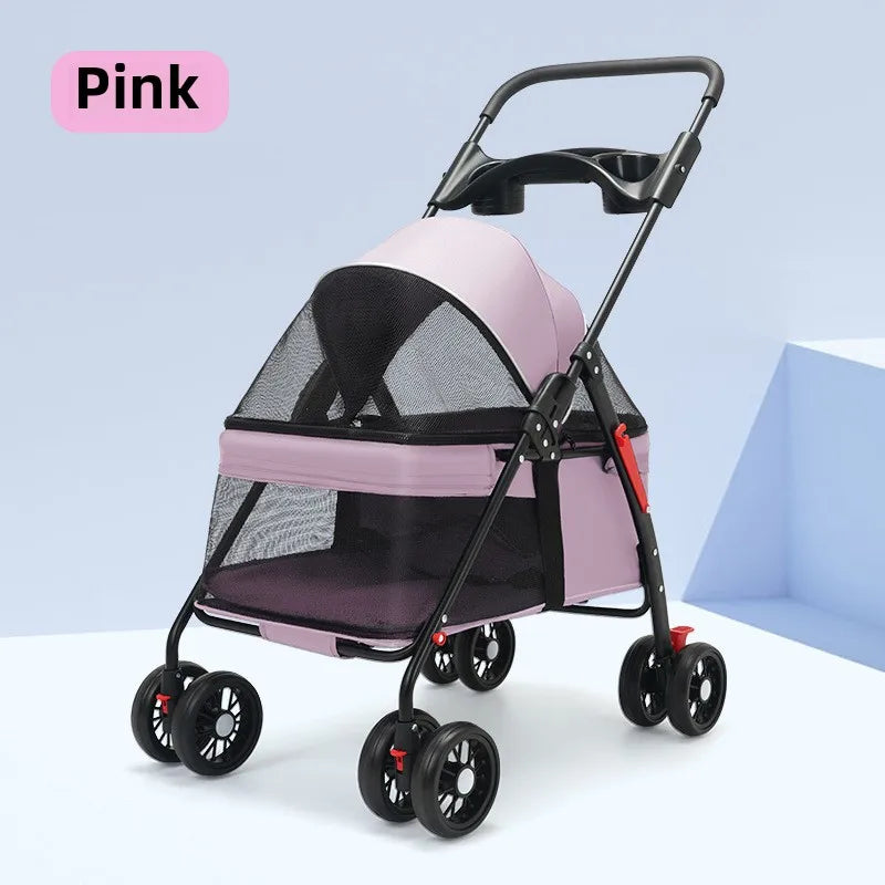 Lightweight Foldable Pet Stroller – Portable Dog & Cat Carrier for Outdoor Travel