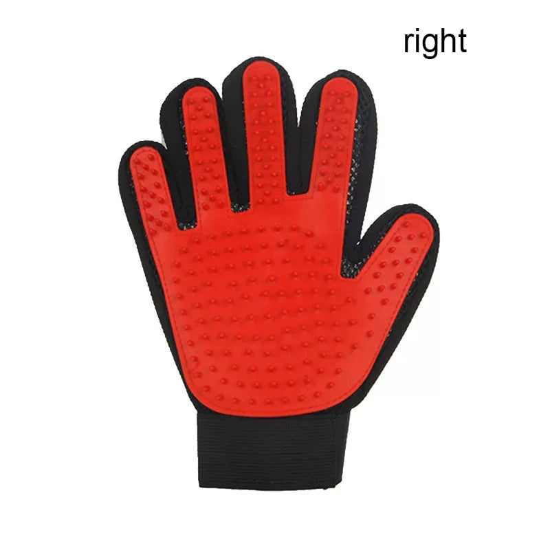 pet grooming glove or pet hair massage brush