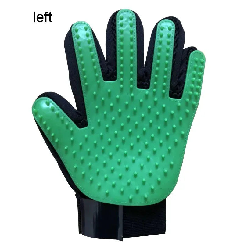 pet grooming glove or pet hair massage brush