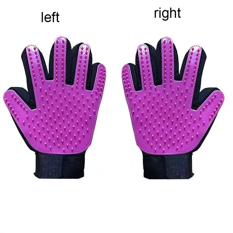 pet grooming glove or pet hair massage brush