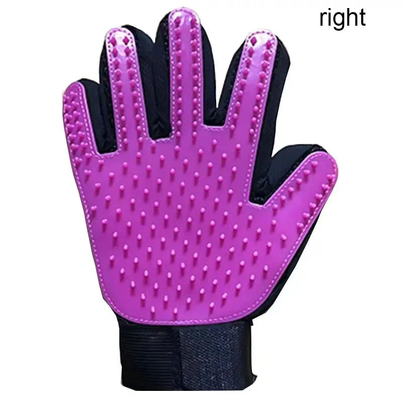 pet grooming glove or pet hair massage brush
