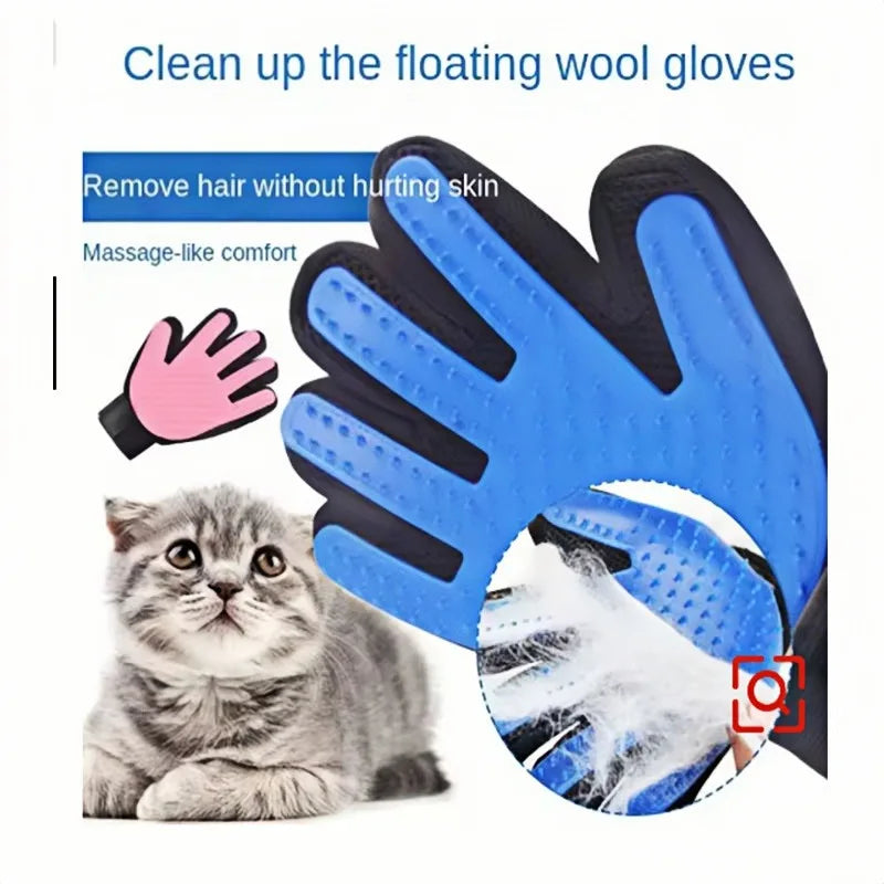 pet grooming glove or pet hair massage brush