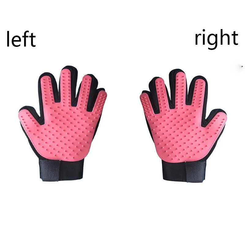 pet grooming glove or pet hair massage brush