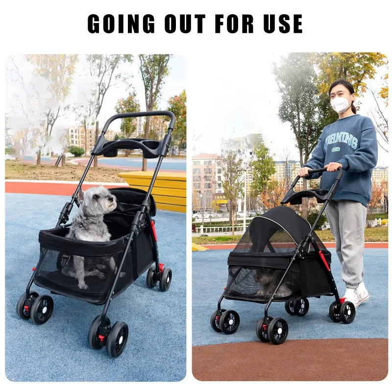 Lightweight Foldable Pet Stroller – Portable Dog & Cat Carrier for Outdoor Travel