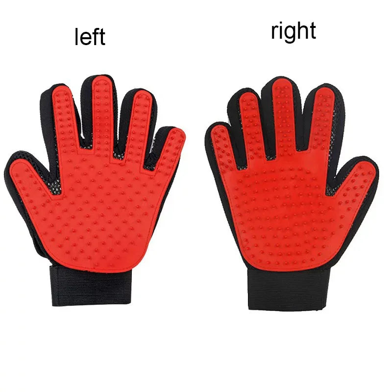 pet grooming glove or pet hair massage brush