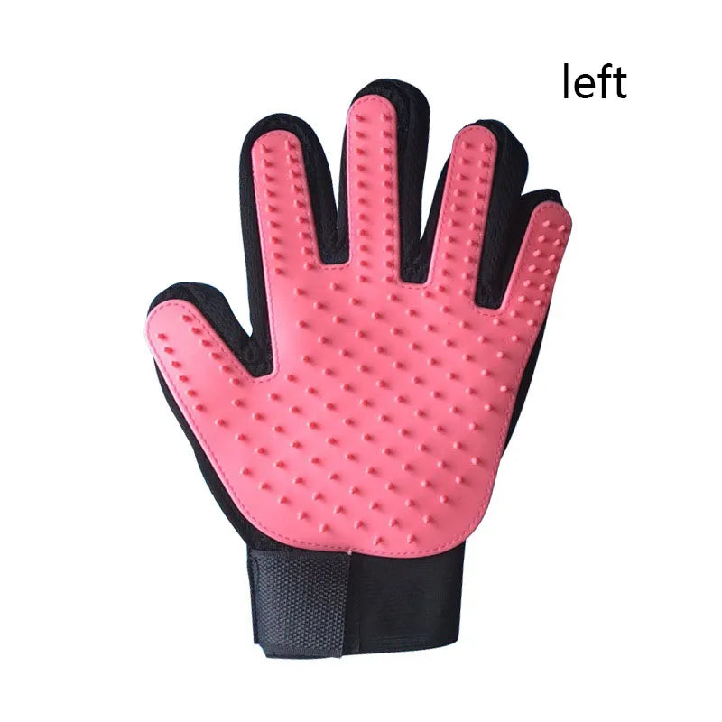pet grooming glove or pet hair massage brush