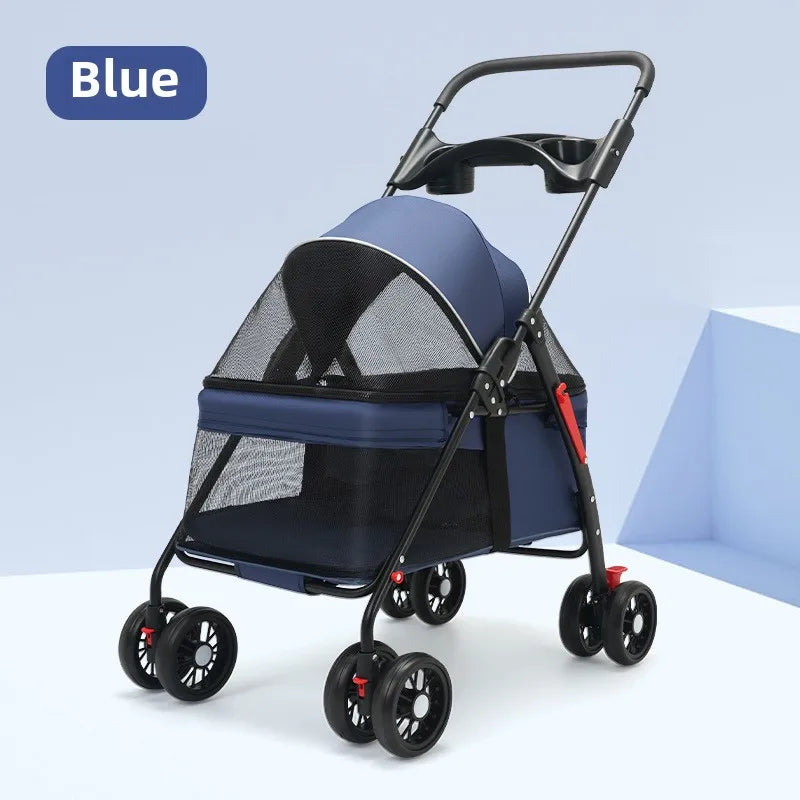 Lightweight Foldable Pet Stroller – Portable Dog & Cat Carrier for Outdoor Travel