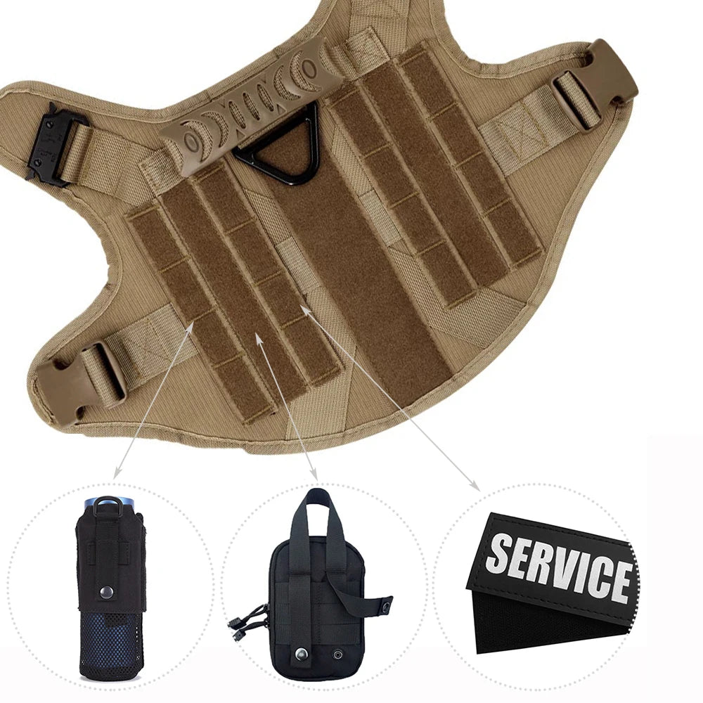 Military Training Vest for Large Dogs, German Shepherds, Malinois & French Bulldogs | Adjustable Pet Harness with Handle