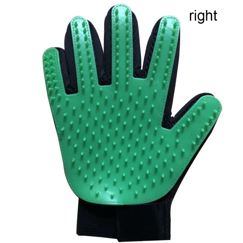 pet grooming glove or pet hair massage brush