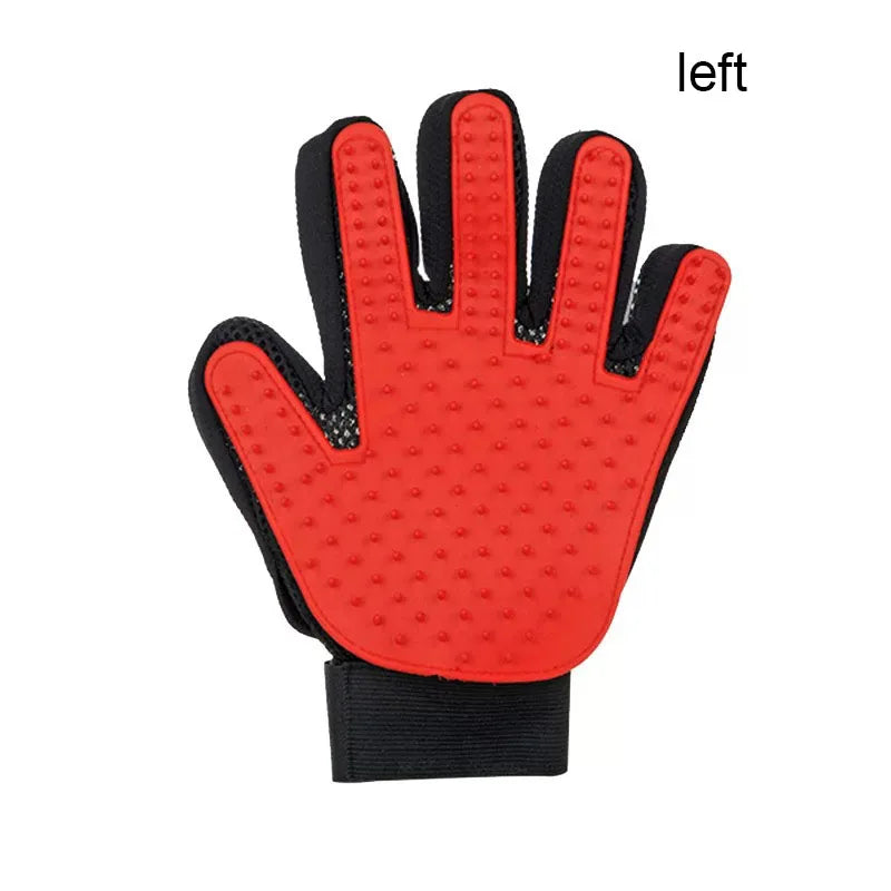 pet grooming glove or pet hair massage brush