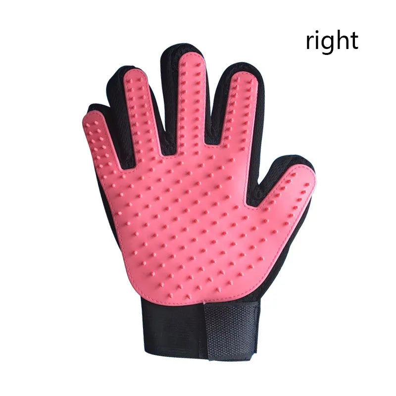 pet grooming glove or pet hair massage brush