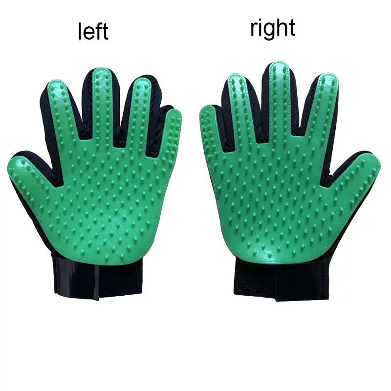pet grooming glove or pet hair massage brush