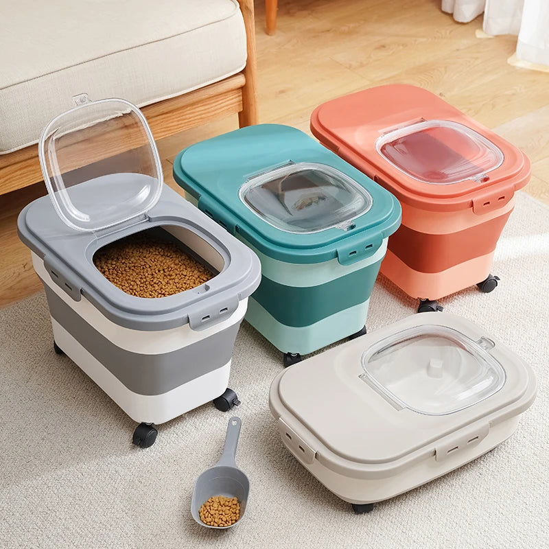 Foldable Airtight Pet Food Container – Keep Your Dog & Cat Food Fresh and Organized!